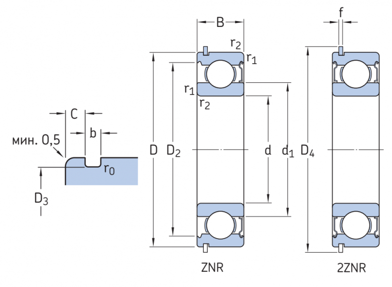 Подшипник 6303-ZNR SKF